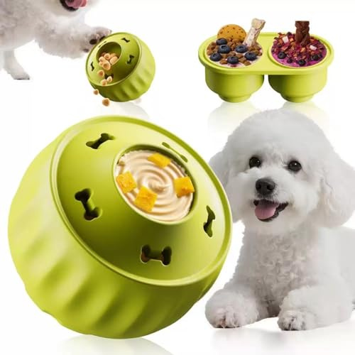2026 Dog Silicone Slow Feeder Ball, Leakage Food Licking Ball & Tray Set, Pet Interactive Toy for Slow Eating, Boredom Relief & Dental Care, Frozen Dog Treat Mold, Long Lasting, Easy to Clean
