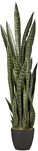 Nearly Natural 48in Artificial Snake Plant Sansevieria Faux Greenery Indoor Home Office Decor with Planter for Living Room Bedroom Aesthetic Room Decor
