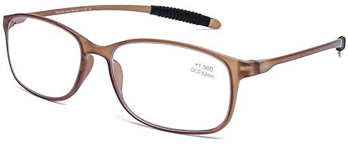 DOOViC Lesebrille Flexibel TR90 Extra Leicht mit Blaulichtfilter für Unisex | Rechteckig Computer Brille mit Stärke Lesehilfe für Herren/Damen (9 Farben)