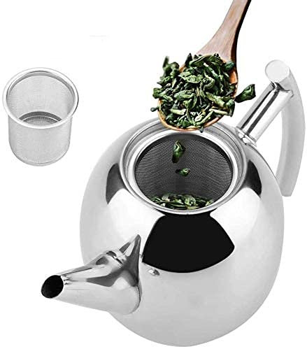 Tetera de acero inoxidable con infusor, colador de té extraíble para hojas sueltas(1000ML)