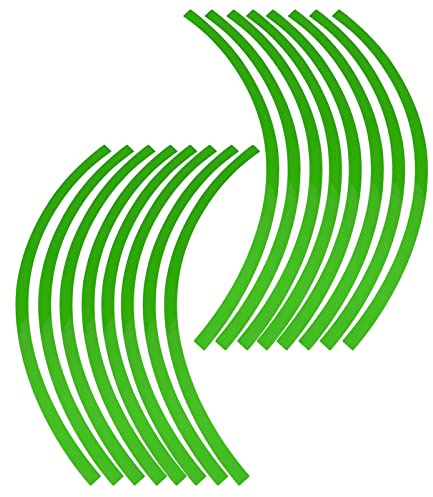 Akozon Universal Adesivo Cerchi Moto Verde Neon, Striscia Pellicola Riflettente per Auto, Moto e Ruote 16-19 Pollici