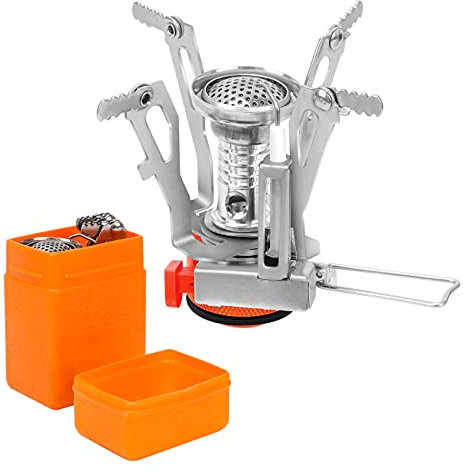 LAMA 3000W Réchaud de camping avec allumage piézo coupe-vent petit réchaud à gaz de camping pliable brûleur à gaz portable compact et durable avec boîte de transport pour pique-nique en camping