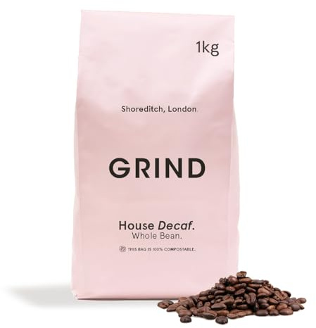 Grind Decaf House Blend Specialty Coffee Beans – 1kg Bag – Natural Decaffeination Process – Medium Roast – Suitable for All Coffee Machines – 100% Arabica – Ethically Sourced and Locally Roasted in UK