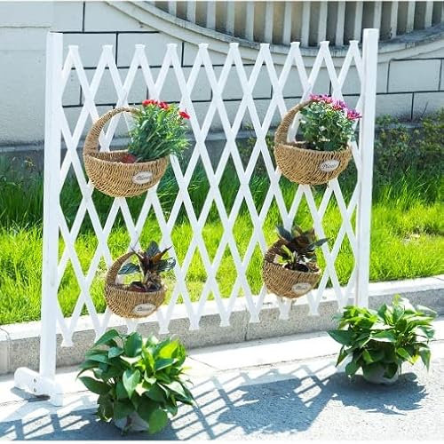 vijian Clôture de Jardin en Bois Extensible, cloison de séparation de clôture en Treillis d'écran de Plante Blanche d'intérieur décorative, Panneaux de Treillis en Bois autoportants extérieurs