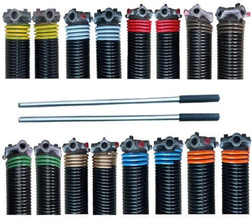 Torsionsfedern für Garagentor, 5,1 cm, mit rutschfesten Wickelstäben, hochwertige Präzisionselektrophorese, schwarz beschichtet, Minium Lebensdauer 18.000 Zyklen (.234 x 2 x 31)