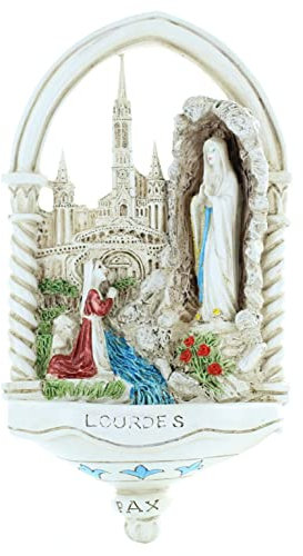 Palais du Rosaire Bénitier 20cm Apparition et Basilique - Bénitier - Culte Chrétien en Résine