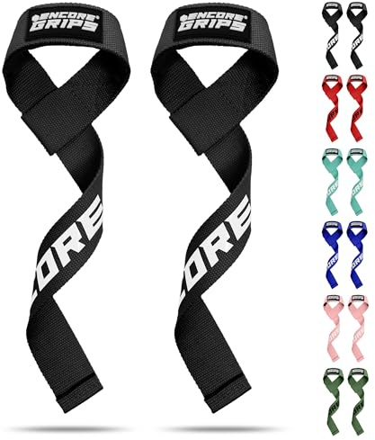 Encore Grips® Zughilfen Krafttraining & Fitness – Neopren gepolstert mit Silikon-Grip – Lifting Straps für Deadlifts, Klimmzüge & Bodybuilding – Griffhilfen für Damen & Herren (Schwarz-Silikon)