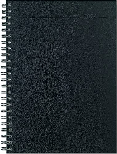 Wochenplaner Balacron schwarz 2024 - Büro-Kalender A5 - Cheftimer - black - Ringbindung - 1 Woche 2 Seiten - 128 Seiten - Alpha Edition
