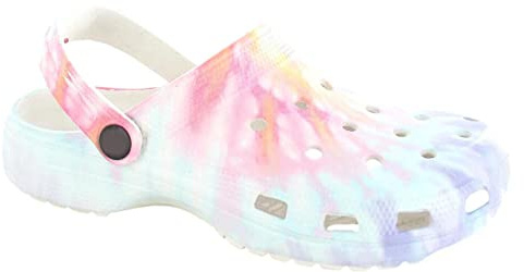 Ella Shoes Womens Clogs EVA Slip On Moulded Footbed Lightweight Comfort Stylish Pool Beach Garden Colourful Tie Dye Mules (Pink Marble, UK 5), (GS1)