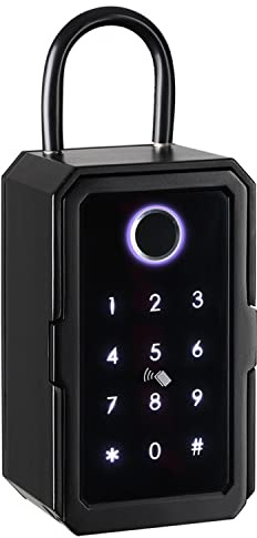 WLDOCA Intelligenter wasserdichter Schlüsseltresor Fingerabdruck Bluetooth WiFi Digital Wall Mount Combination Security Lock Box Tuya/Ttlock App Fernzugriff,Tuya with Gateway,A