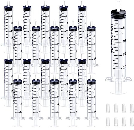 Lot de 20 seringues de 20 ml, emballées individuellement, seringues stériles avec capuchon, seringues sans aiguille pour l'alimentation des animaux, dosages fins, artisanat et laboratoires