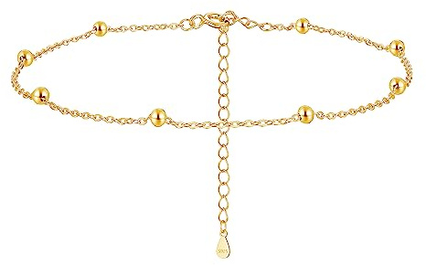 Cangall Bracelet de cheville en argent sterling 925 pour femme, bracelet de cheville pour l'été, pieds nus, plage, 20 + 5 cm, réglable en argent, chaîne de cheville, 28 centimeters