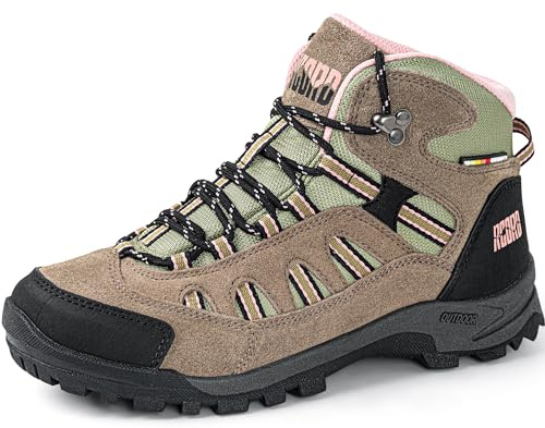 R CORD Hiking Boots Women Ankle Hiking Boots Women Waterproof Hiking Boots Lightweight Durable Hiking Boot for Outdoors Pink Line Size 6