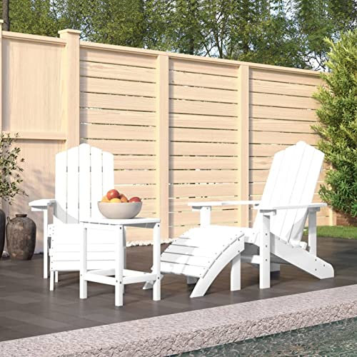 Camerina Adirondack-Gartenstühle mit Hocker & Tisch HDPE Garten StüHle Outdoor Adirondack Chair Beach Seat Folding Adirondack Rocking Chair Weiß