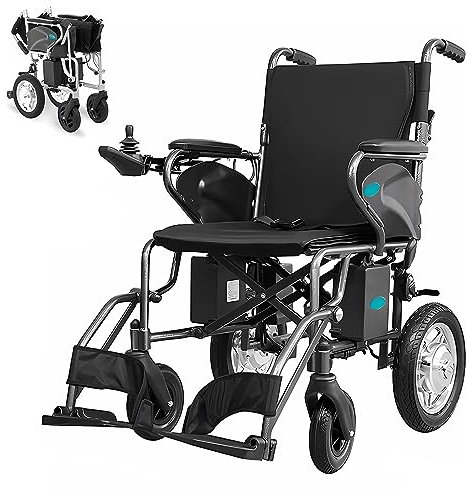 Bueuwe Elektrischer Rollstuhl Elektrisch Faltbar Leicht Elektrorollstuhl, Elektrische Rollstühle für ältere Menschen, Reiserollstuhl, 12A-Lithium-Batterie, 23km Reichweite, Sitzbreite 47 cm, 18 kg