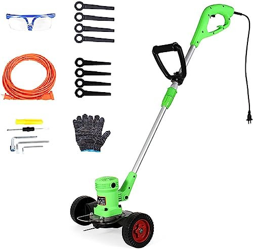 Peut être tenu à la main Tondeuse à gazon, avec roues 2 lames de style Cordon d'alimentation de 40 m Petite désherbeuse 680 W Tondeuse à gazon portable haute puissance for tondre la pelouse de jardin