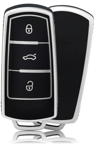 OFFCURVE Etui a Cle Voiture Coque Clé, Étui à Clés Couvre Clef Cache Clef Convient pour VW Volkswagen CC Passat B6 B7 3C CC GTI Alltrack Variant Magotan B5 Bora Cady Golf Jetta Polo Sharan