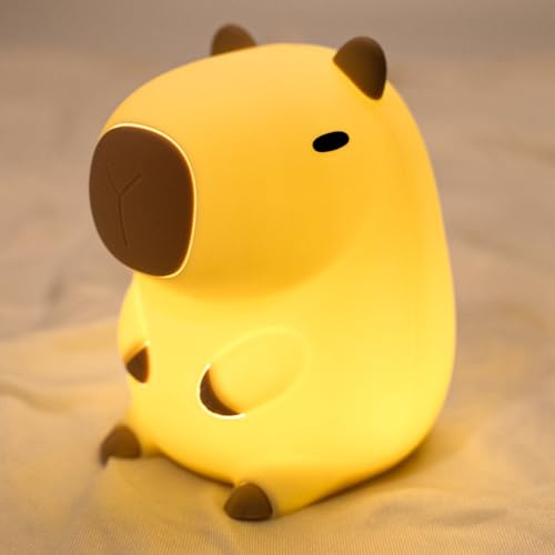 UNEEDE LED Nachtlicht Kinder Stilllicht Capybara Silikon USB Dimmbar | Touch Nachttischlampe Tischlampe Stehende Haltung Babyzimmer Einschlafhilfe Niedlich Kawaii