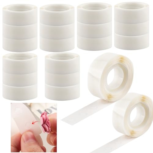 OTCRAFT 6 000 st 5 mm (3/16 tum), 20 rullar ultratunna självhäftande prickar, genomskinliga avtagbara minimprickar, dubbelsidiga klistermärken, permanent klibbig för ballonger, bröllopsdekoration
