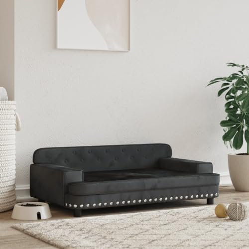 ZEYUAN Hundebett Schwarz 90x53x30 cm Samt, Hundesofa, Hunde Bett, Hundekissen, Dog Bed, Kuschelbett Katzen, Hunde Couch, Hunde Sofabett, 171872