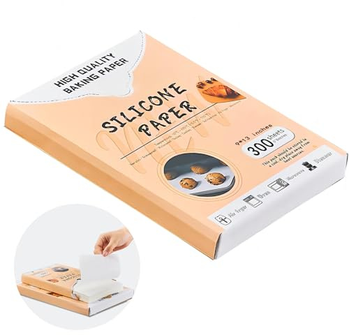 Lot de 300 feuilles de papier parchemin 22,9 x 33 cm, papier sulfurisé prédécoupé pour la cuisson, la cuisine, le grill, la friture et la cuisson à la vapeur, convient pour les poêles à quart de