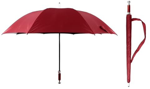 Outdoor-Golfschirm, Automatischer Gerader Stab, Schwarzer Kleber, Stilvoller, Winddichter Stockschirm Mit 130 cm Durchmesser Für Hochzeiten Bei Regen Und Sonne(Rot)