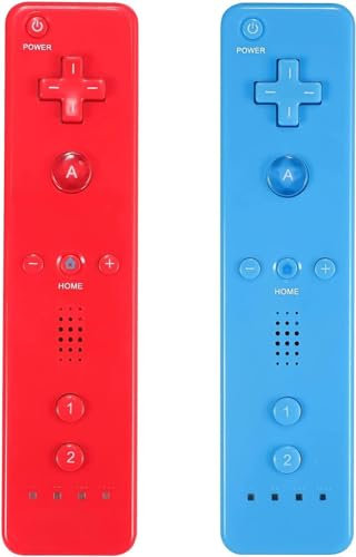 HENTOK Wii Controller 2 Pack - Wii Remote with Silicone Case and Wrist Strap (red+blue)