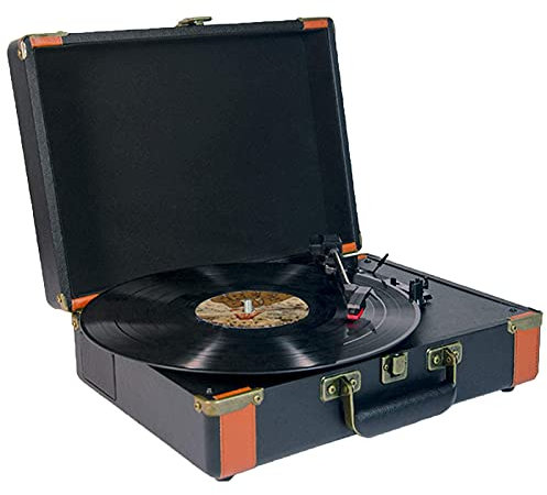 HAVVMK Tocadiscos fonográfico Bluetooth Vintage de 3 velocidades, Tocadiscos portátil para Maleta, Tocadiscos Recor