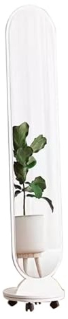 Ganzkörperspiegel, Standspiegel Mit Rollen, 13,4 X 66,9 Zoll, Großer Standspiegel, 360° Drehbarer Spiegel Mit Holzrahmen Und -sockel, Ankleidespiegel for Wohnzimmer, Schlafzimmer, Flur(White)