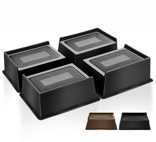 MixDora Rialzi rettangolari per mobili da 5 cm, a forma di L, antiscivolo, per divani, tavoli, sedie, confezione da 4, colore nero (confezione da 4, 5 cm)