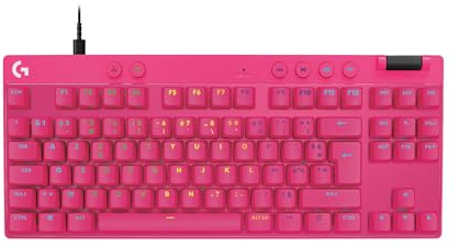Logitech G PRO X TKL RAPID, clavier gaming filaire sans pavé numérique | Touches analogiques magnétiques, mode de déclenchement, actionnement réglable et RVB, FRA AZERTY - Magenta