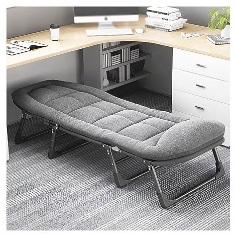 Campingbett Campingbett für Erwachsene, Zelt-Klappbett zum Schlafen, verstellbare Rückenlehne, mit Kissen und Kopfkissen, für das Nickerchen im Büro und den Strandurlaub (Farbe: Grau, Größe: