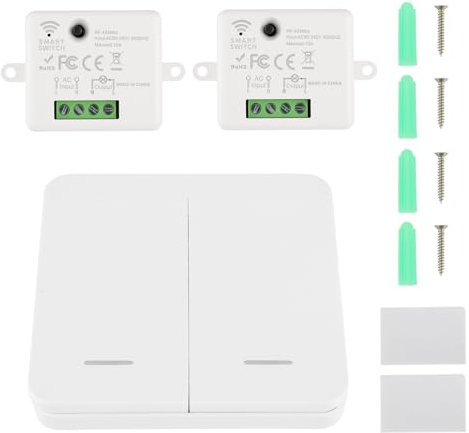 EPLZON Interruptor de luz inalámbrico interruptor de seguridad del transmisor de RF y relé del controlador del receptor 10A 240V para iluminación inferior a 1500w (2 receptores y 1 interruptor)