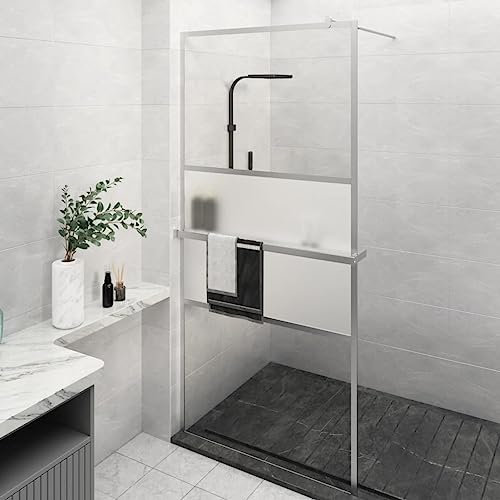 Furniture Select-Paroi de douche avec étagère Chromé 100 x 195 cm Verre ESG et aluminium