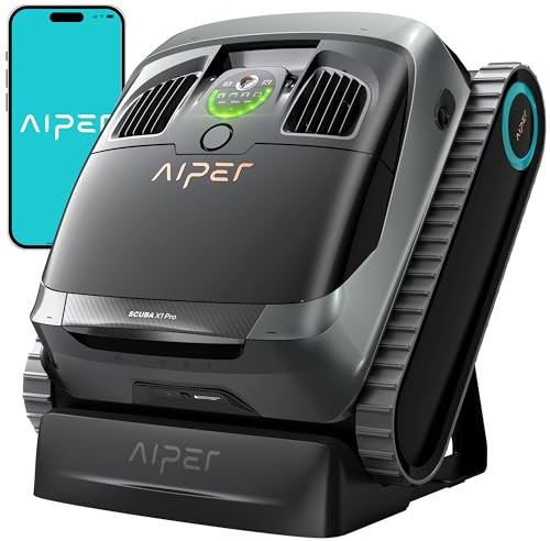 AIPER Scuba X1 Pro Poolroboter, 360° Pool-Kartierung, Intelligente Reinigungspfade Poolsauger Akku, Wasserlinien-Reinigung Poolsauger, 5+3 Reinigungsmodi, Ideal für Poolroboter Wand und Boden 200㎡