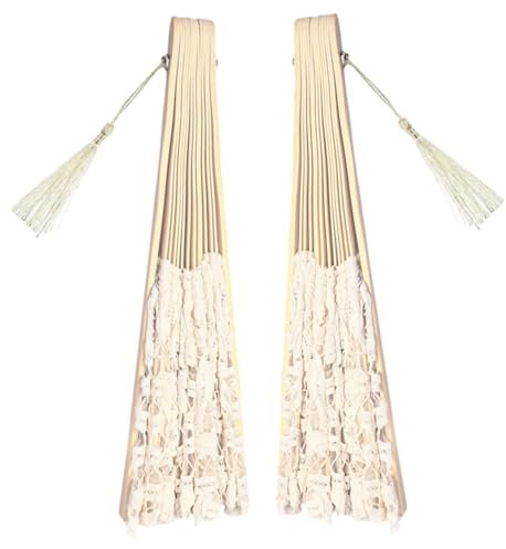 Cabilock 27 Cm Langer Faltfächer Aus Spitze Mit 2-teiligem Set Für Hochzeitshandfächer Partygeschenk-dekoration Und Requisiten Im Orientalischen Stil