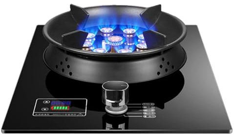 THEGA Fornello A Gas Portatile per Interni - Fornello A Gas in Vetro Temperato da 5,2 KW, Fornello da Cucina per La Casa con Funzione Timer, Piano Cottura A Gas con Bruciatore Singolo da Cucina(NG)