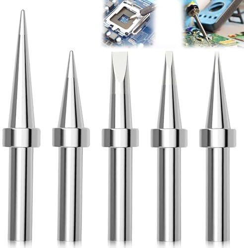 5 Stück ET Lötspitzen，Lötspitzen Set lötkolben zubehör ETS ETA ETB ETT ETD ET Lötkolben kompatibel mit Weller WES51 WESD51 WE1010NA PES51 Lötkolben Griff Spitze Schweißstift Düse Lötstation Tool