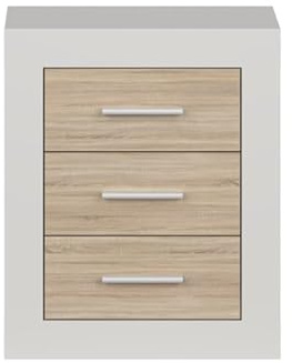 Homely | Mesilla de Noche con 3 cajones Coimbra | Tablero de partículas melaminizado | Colores: Kashmire/Cambrian, 50x60x34,6 cm | Diseño Moderno para Dormitorio