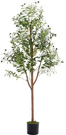 LUGZEY 5Ft Artificial Olive Tree With Lifelike Leaves and Fruits, Fake Faux Olive Tree for Home Decoration Living Room Office Indoor Outdoor Balcony Bedroom 150cm Medium 1000 Leaves