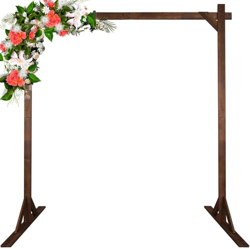 DECAKE Arche de Mariage en Bois Rustique de 2,2 m, Cadre carré, pour Mariage, Plage, Jardin, cérémonie, Toile de Fond, Support carré en Bois pour Arche de Mariage, tonnelle pour cérémonie