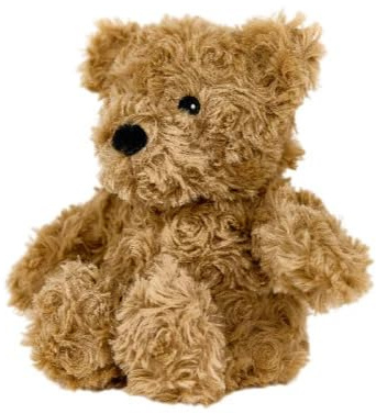 Warmies Brauner Lockenbär, Plüsch, Minigröße, mikrowellengeeignetes und beschwertes Kuscheltier, zum Kühlen im Gefrierschrank oder Aufwärmen in der Mikrowelle, Wärmekissen für Stofftiere