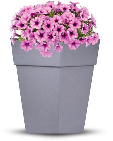 OMAGO, Jardinière de jardin, grand pot de fleurs, bac à fleurs, pot de fleurs, arbustes, idéal pour le jardin, la décoration, anthracite, gris