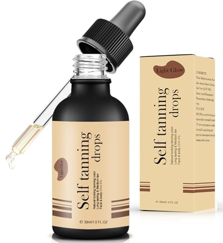 30ml Essenza Abbronzante Viso,Scuro Siero Autoabbronzante Concentrato, A Rapido Assorbimento, Azione Idratante,Gocce autoabbronzanti per Corpo e Viso,Per tutti i tipi di pelle(Giallo)