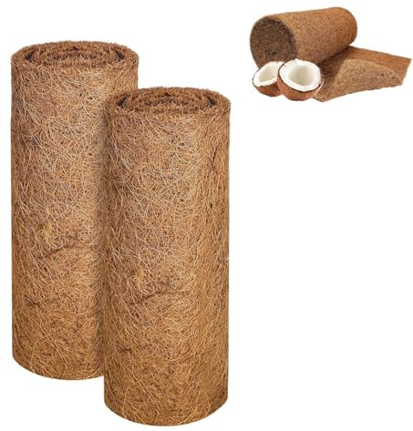 2 st. kokosmatta trädgårdsplanteringsmatta, 100 * 30 cm 100% naturlig kokosfiberinlägg växtskydd vinter, kokosmatta växter för krukväxter, tygmatta, planterare, fönster, låda, trädgård
