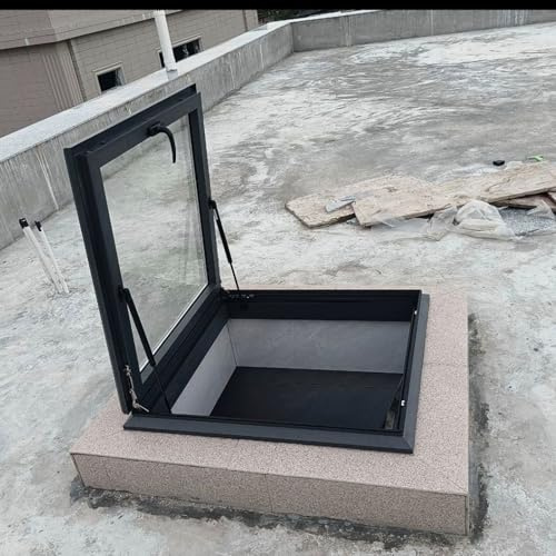 Aluminiumlegierung Keller Beleuchtung Dachfenster, Gewerbe Dachausstiegsfenster mit Glas, Außenbereich Belüftung überdachenfenster, Regendicht Wintergärten Abluftöffnungen Dachfenster.