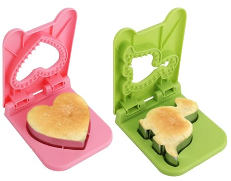 Fukaisu Sandwich Cutter and Sealer Set, DIY Decruster Crustless Dinosaur Sandwiches Pocket Sandwiches Uncrustables Maker Food Cutters for Lunchbox and Bento