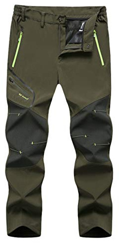 Pantalones de esquí de nieve impermeables softshell para hombre - Con forro polar, acolchados engrosados, pantalones de snowboard con bolsillos con cremallera para senderismo y esquí al aire libre