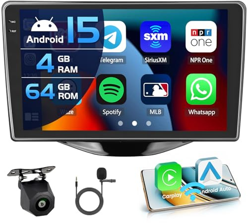 Inefala 4+64G bilradio för Toyota Aygo Peugeot 108 Citroen C1 2015-2020 Android 15 med 9'' In-Cell-skärm Stöd för Wireless Carplay och Android Auto Mirror Link Radio FM/RDS GPS WIFI BT SWC