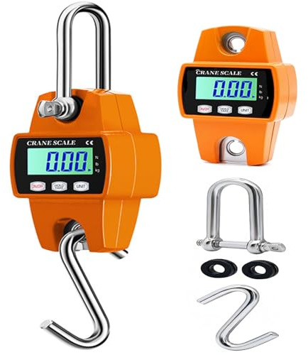 GothicBride Kranwaage 300KG Hängewaage Digital Tragbare Wildwaage | LCD Display Zugwaage Fischwaage für Koffer, Angeln (Orange)